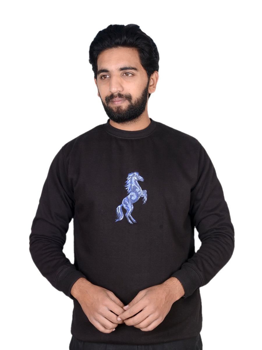 "Classic Black Embroidered Sweatshirt"